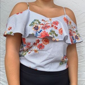 off the shoulder flowered top!